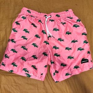Island Haze Pink Crocodile Print Swim Trunks